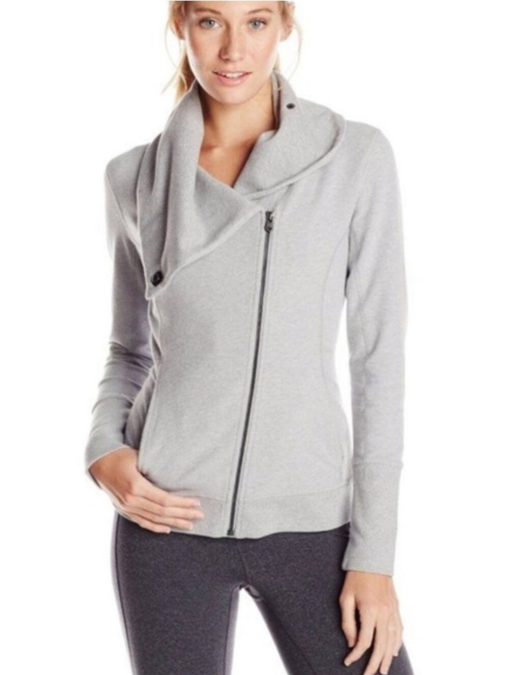 Lucy Hatha Flow Yoga Gray Asymmetrical Zip Jacket